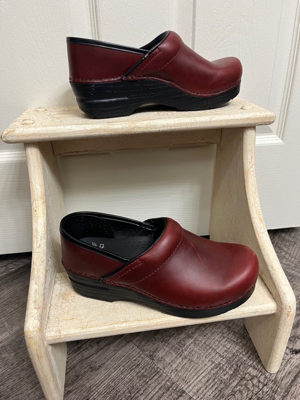 Dansko Women's Burgundy Leather Slip-On Clogs